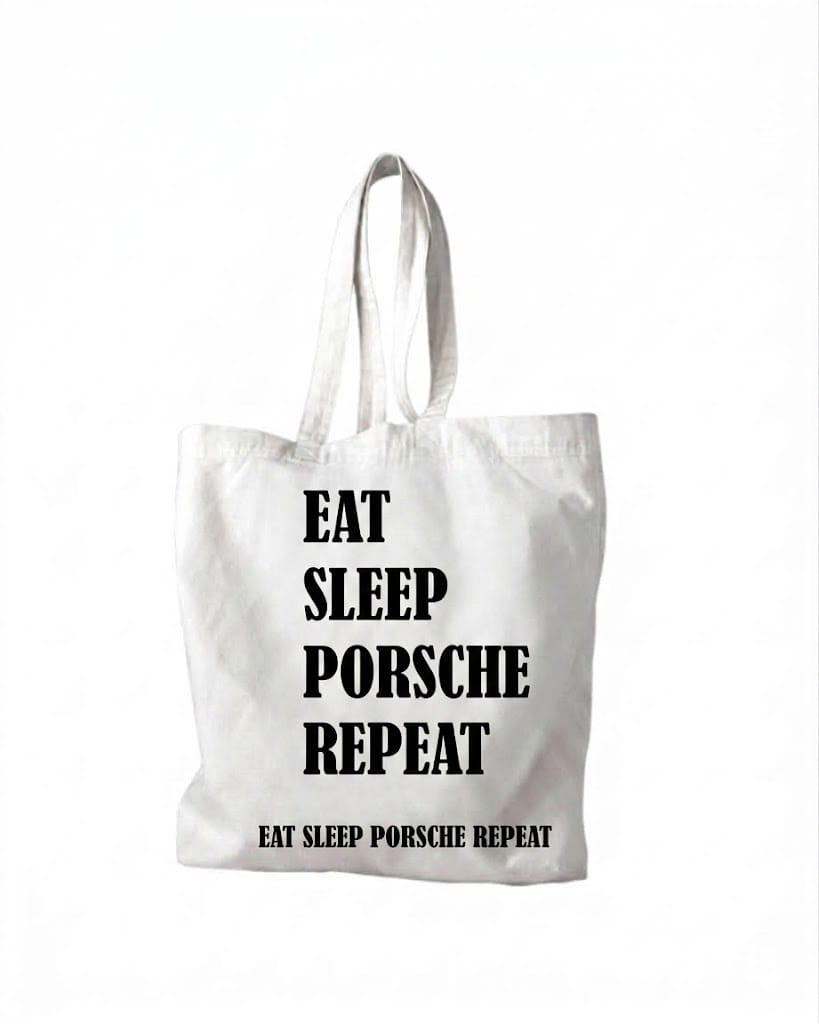 Eat Sleep Porsche Repeat tote in black