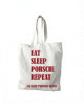 Eat Sleep Porsche Repeat tote in burgundy
